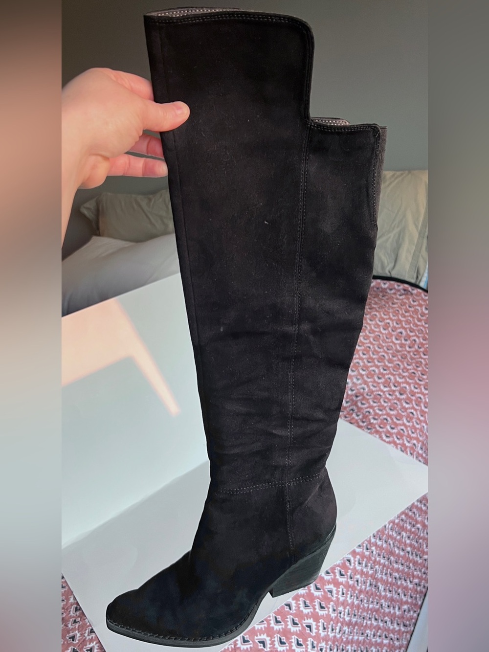 Black Over-the-Knee Suede Boots